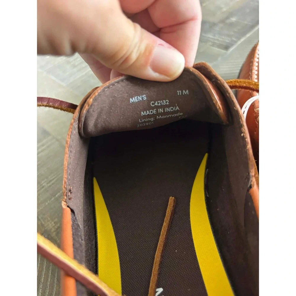 Cole Haan Grand+ Mens 11 British Tan Leather Boat Shoes C42132 Moc Toe Loafers